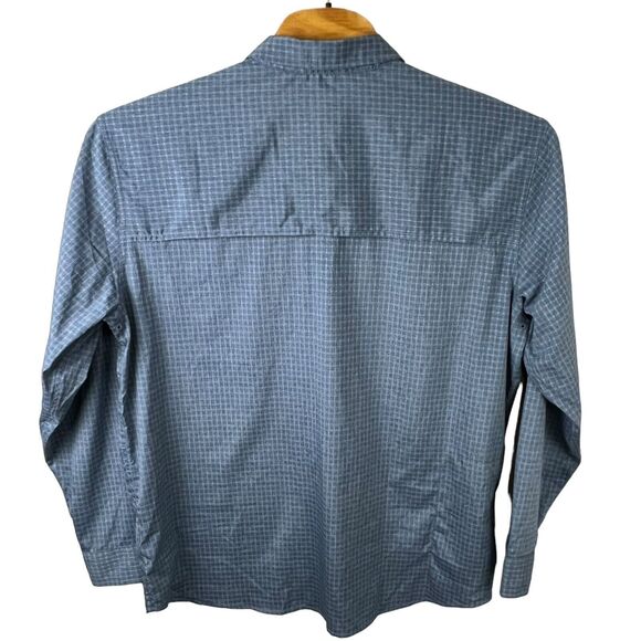 Prana Mens Blue Check Polyester Long Sleeve Vented Button Up Shirt XXL - Picture 3 of 5